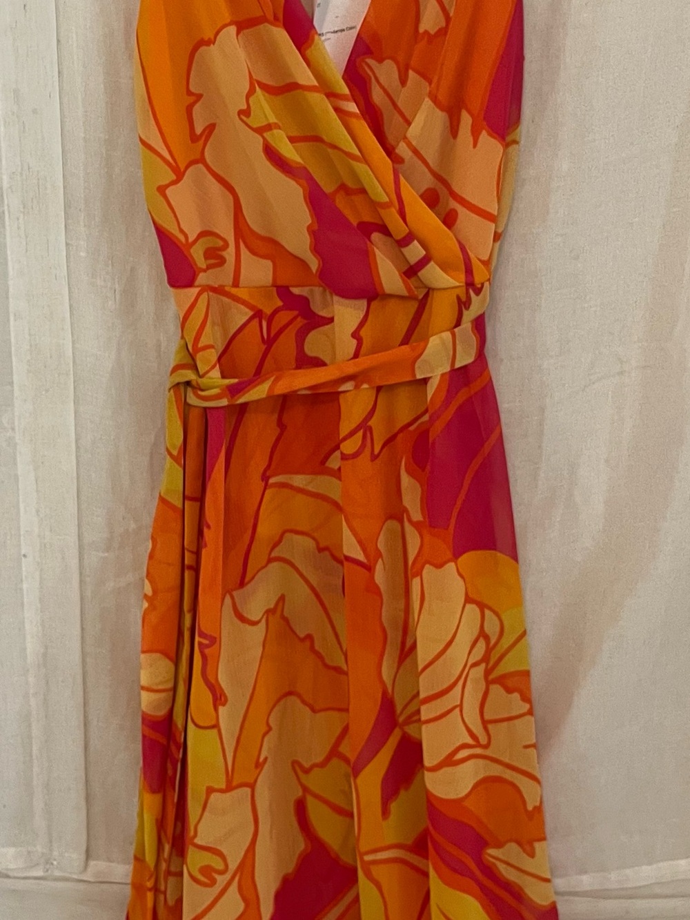 Joseph Ribkoff Orange, Pink & Yellow Floral Maxi Dress